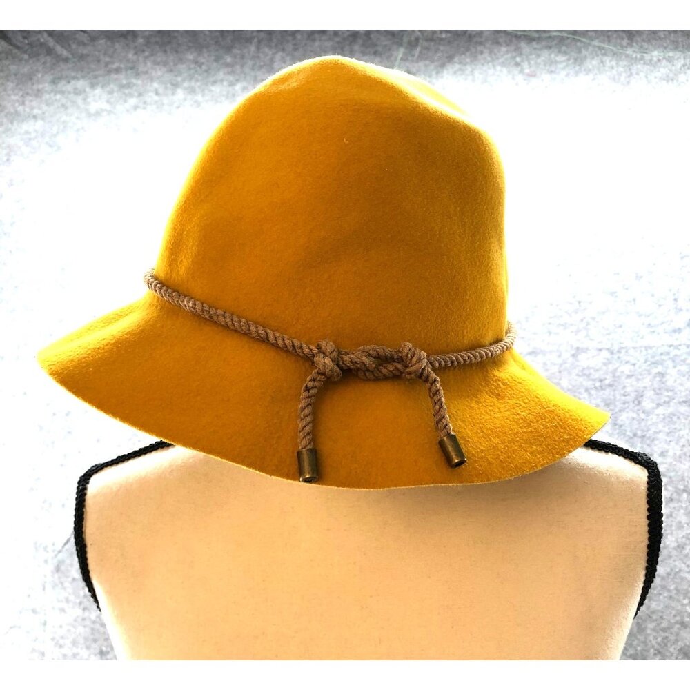 The Salting Wool‎ Fedora Hat Womens 3 (22'') Mustard Yellow Paper Braid